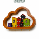 Wooden Cloud Design Key Holder for Wall - NM Corner