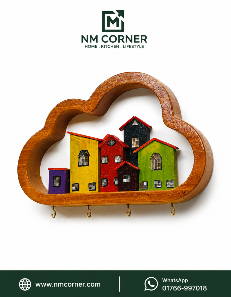 Wooden Cloud Design Key Holder for Wall - NM Corner