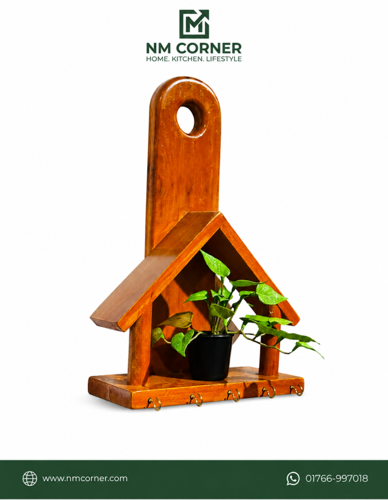 Wooden Birdhouse Key Holder with Wall Hanging Hook - NM Corner
