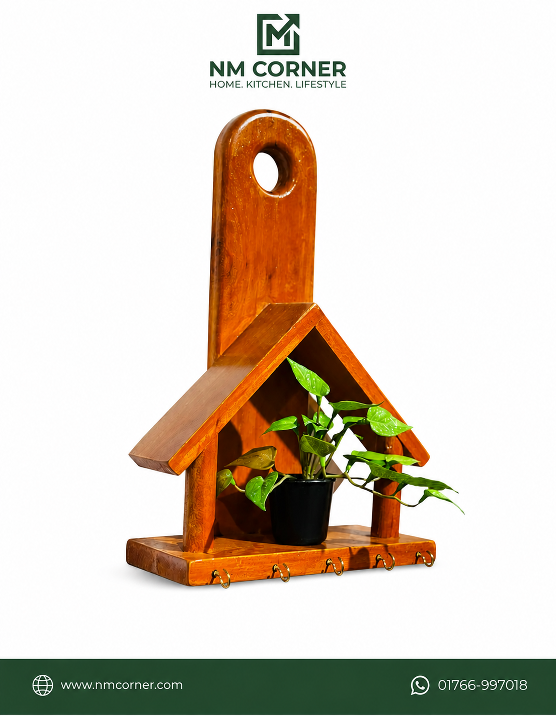 Wooden Birdhouse Key Holder with Wall Hanging Hook - NM Corner