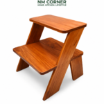 Modern Wooden Two-Tier Side Table with Angled Legs - NM Corner