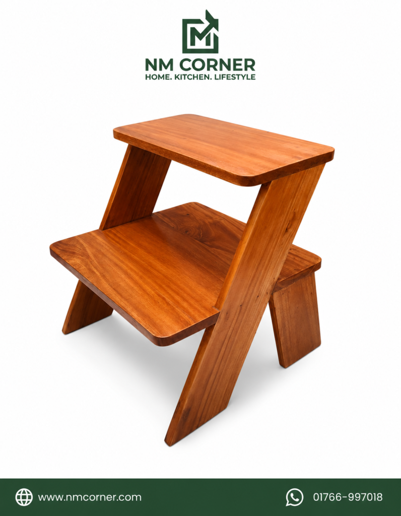 Modern Wooden Two-Tier Side Table with Angled Legs - NM Corner