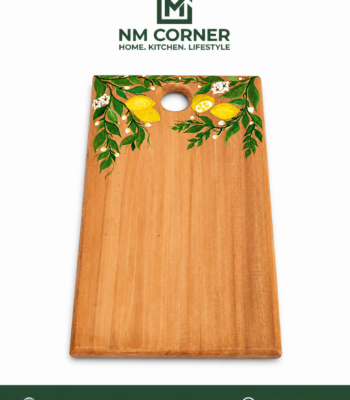 Hand Painted Wooden Chopping Board with Lemon Design - NM Corner