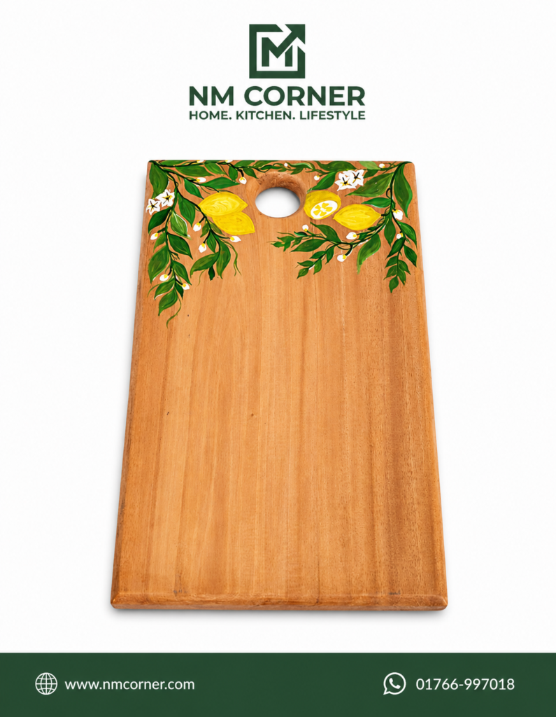Hand Painted Wooden Chopping Board with Lemon Design - NM Corner