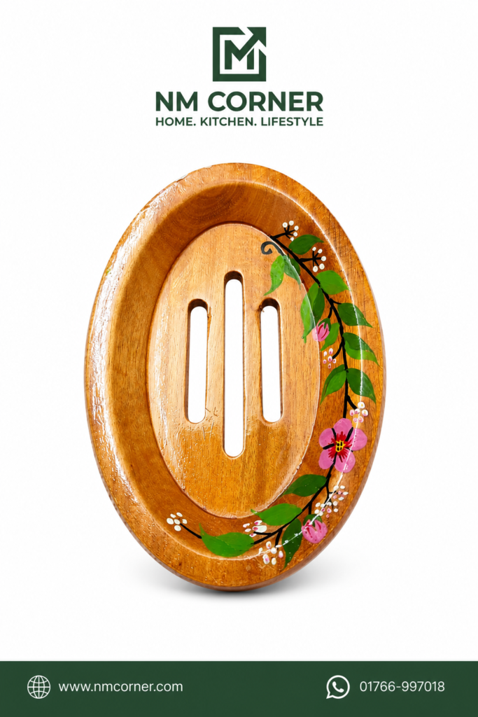 Hand Painted Wooden Soap Dish with Floral Design - NM Corner