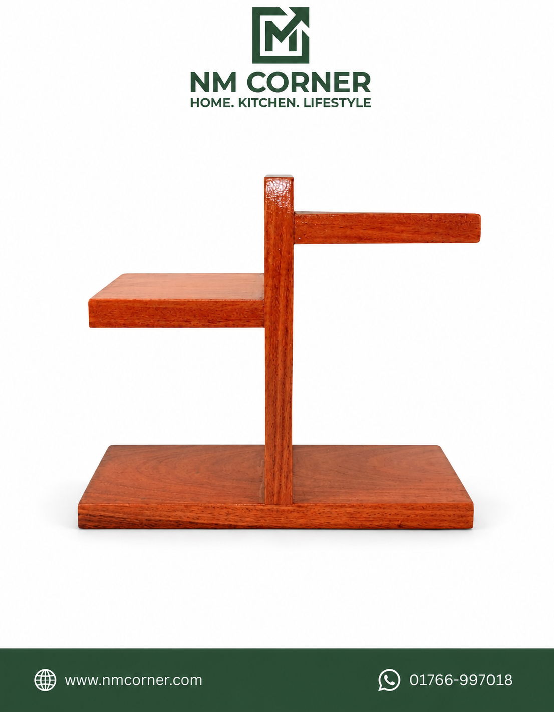 Wooden Mini Display Stand - NM Corner Mahogany Wooden 2-Tier Mini Display Stand - NM Corner
