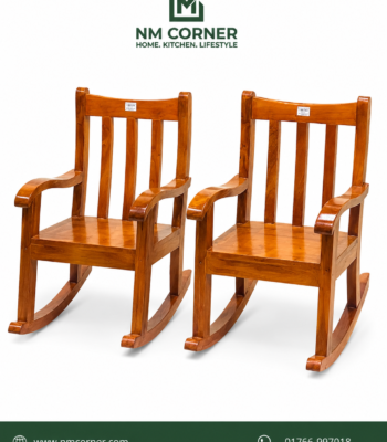 Mahogany Wooden Baby Rocking Chair with armrest and slatted backrest for kids