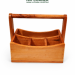 Mahogany Wooden Cutlery Caddy with Handle - NM Corner