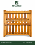 Mahogany Wooden Folding Organizer Rack with 2-tier slatted shelves, A-frame design