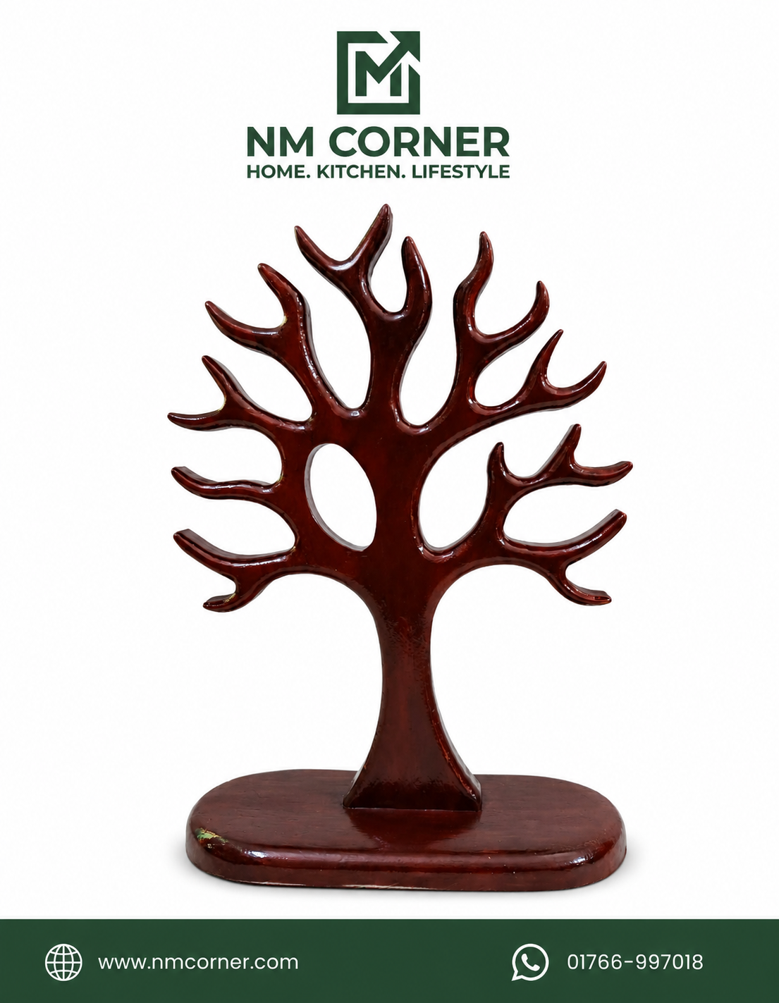 Wooden Jewelry Tree Stand - NM Corner Mahogany Wooden Jewelry Tree Stand with Base - NM Corner