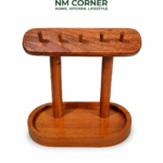 Mahogany Wooden Mug Holder Stand with Tray Base - NM Corner