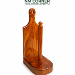 Mahogany Wooden Paper Towel Holder with Backboard - NM Corner
