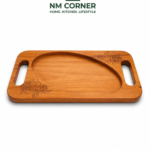 Mahogany Wooden Serving Tray with Rose Engraved Design - NM Corner