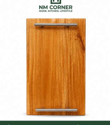 Mahogany Wooden Serving Tray with Stainless Steel Handles - NM Corner