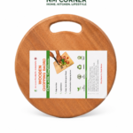 Round Mahogany Wooden Chopping Board with Handle - NM Corner
