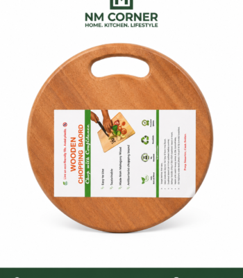 Round Mahogany Wooden Chopping Board with Handle - NM Corner
