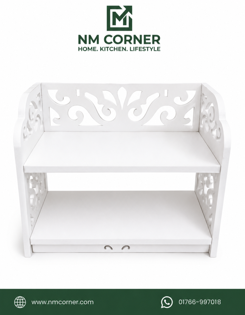White Wooden 2-Tier Desktop Bookshelf Organizer - NM Corner