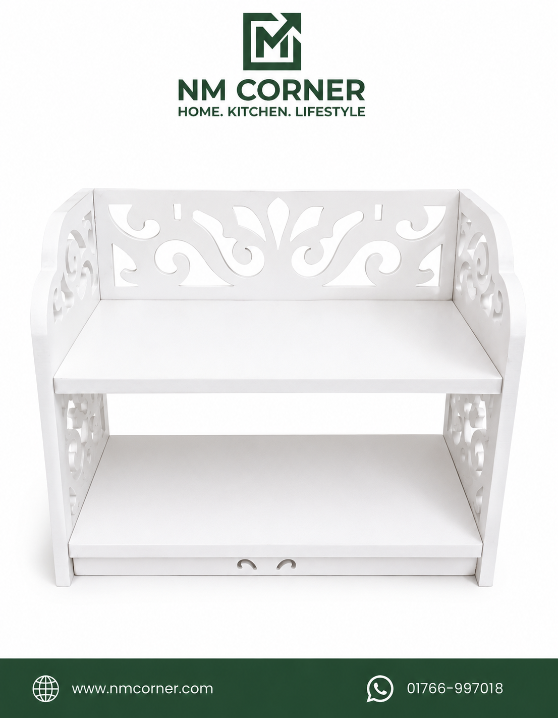 White Wooden 2-Tier Desktop Bookshelf Organizer - NM Corner